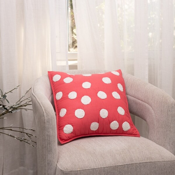 Cottage Home Laila Hot Pink Dot Cotton 16 Inch Throw Pillow