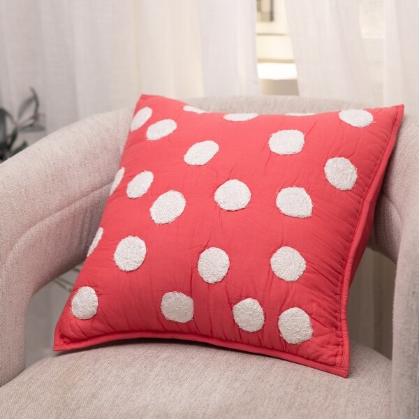 Cottage Home Laila Hot Pink Dot Cotton 16 Inch Throw Pillow