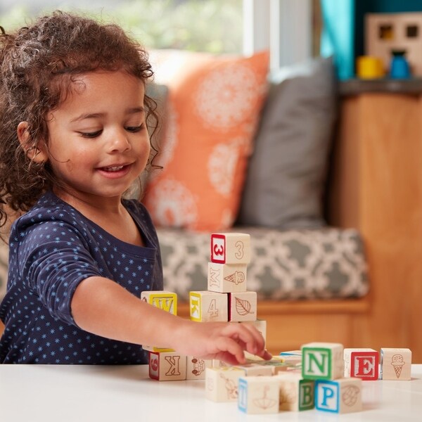 Melissa & Doug Wooden ABC/123 Block Set, 50 Pieces