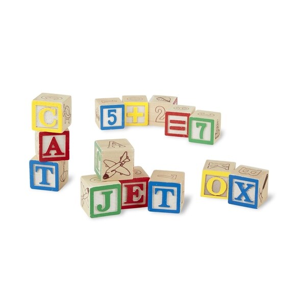 Melissa & Doug Wooden ABC/123 Block Set, 50 Pieces