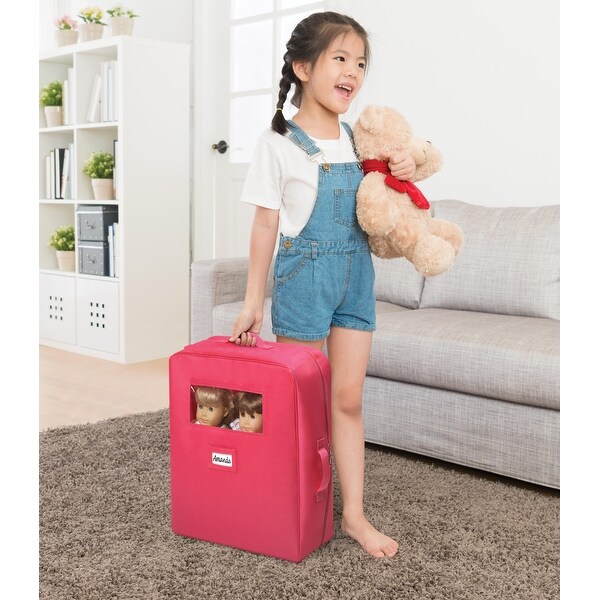 Badger Basket Double Doll Travel Case with Bunk Bed and Bedding - Pink