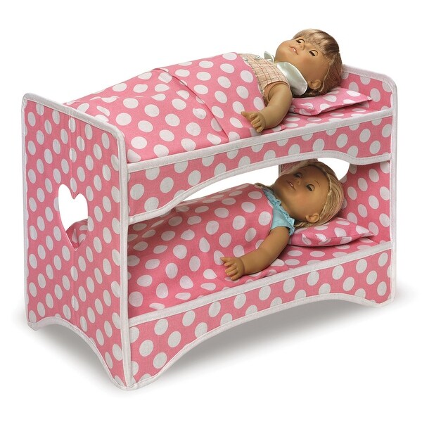 Badger Basket Double Doll Travel Case with Bunk Bed and Bedding - Pink