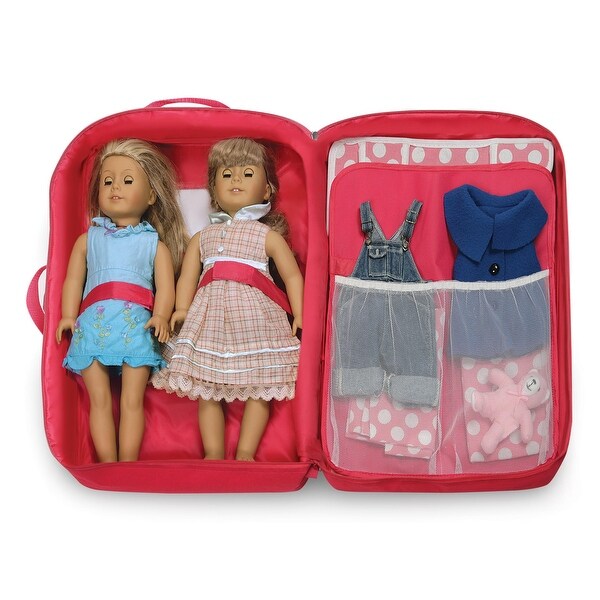 Badger Basket Double Doll Travel Case with Bunk Bed and Bedding - Pink